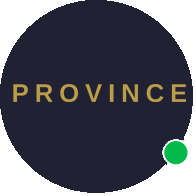 Dark circular icon with the word PROVINCE in gold capital letters and a small green and white circle at the bottom right. Province Group Construction.