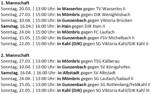Spielplan Rückrunde 2022