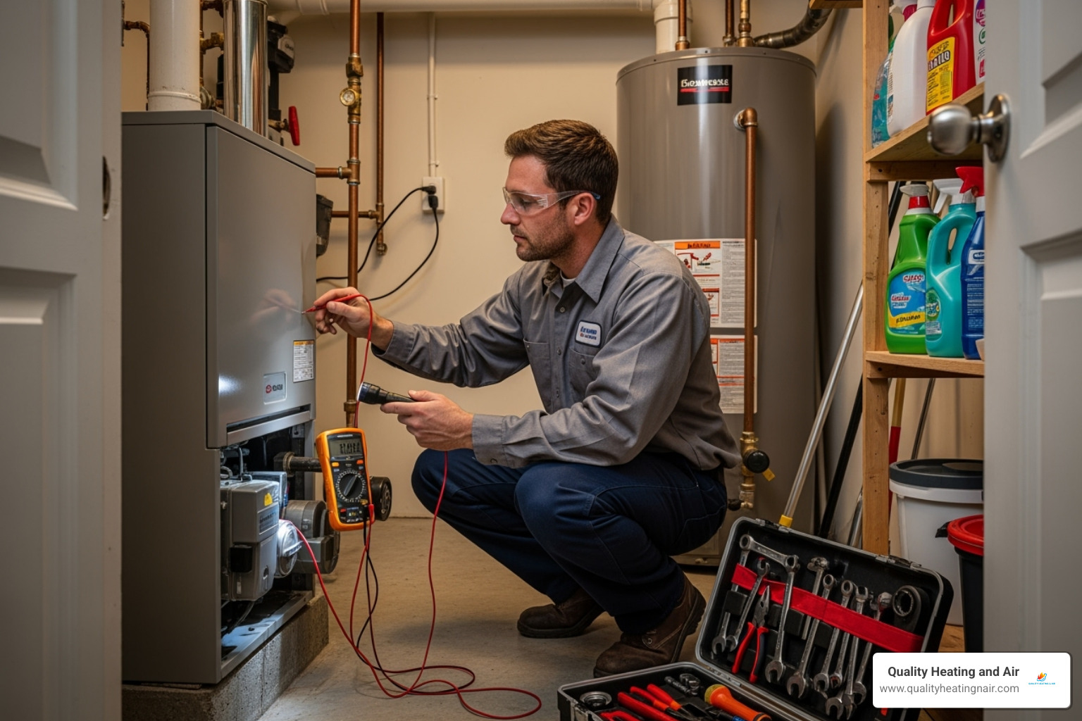 technician performing annual boiler maintenance - boiler making noise in longmont co
