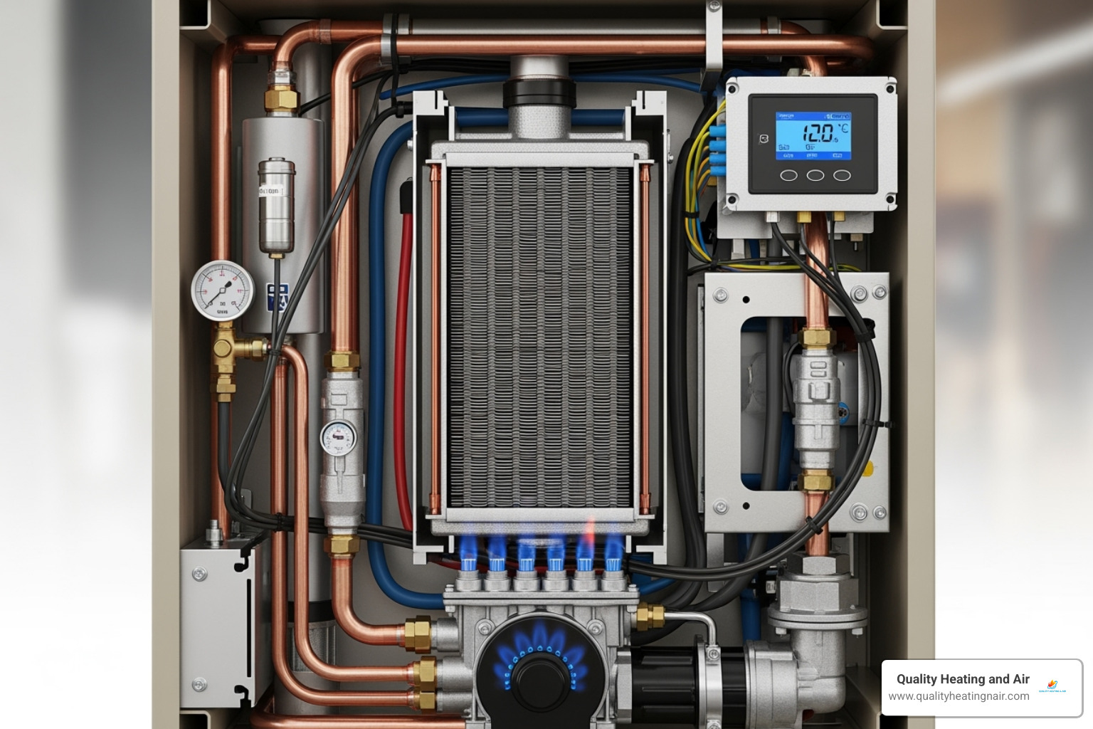 internal components of a residential boiler - boiler repair thornton co