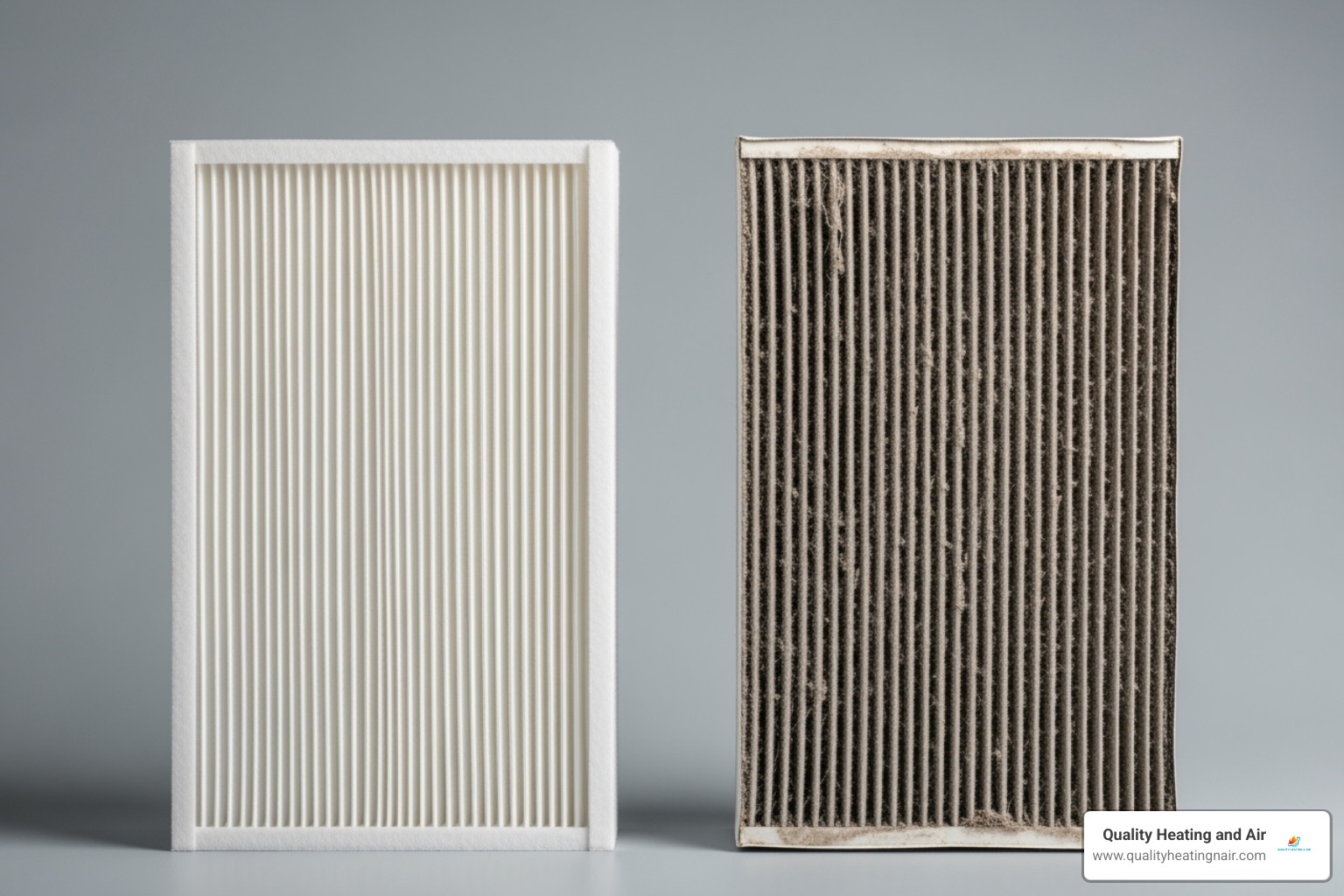 clean furnace filter next to dirty one - furnace blowing cold air in frederick co