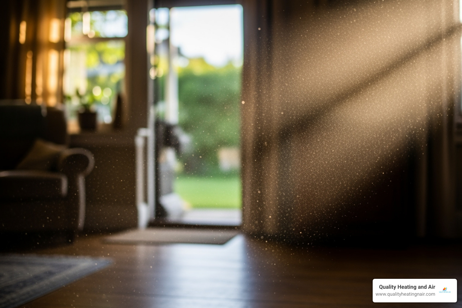 sunbeam revealing floating dust particles in a home - whole home air purifier installation thornton co