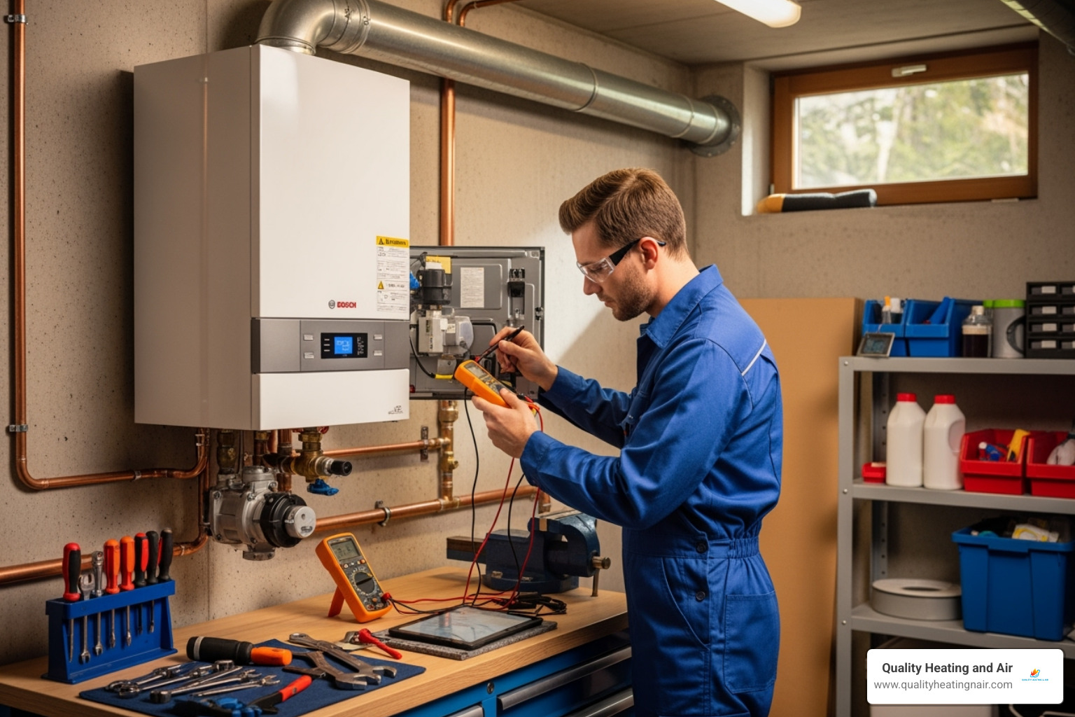 technician performing routine maintenance on a boiler - 24 hour boiler service in arvada co