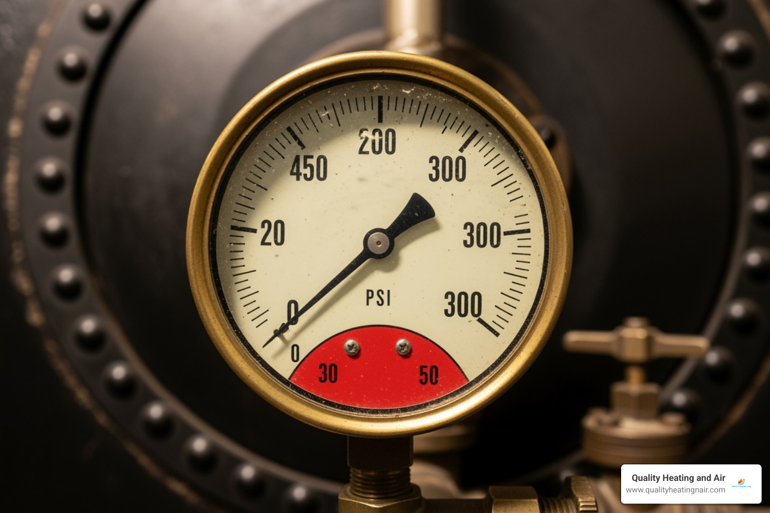 Boiler pressure gauge showing low pressure - 24 hour boiler service in thornton co