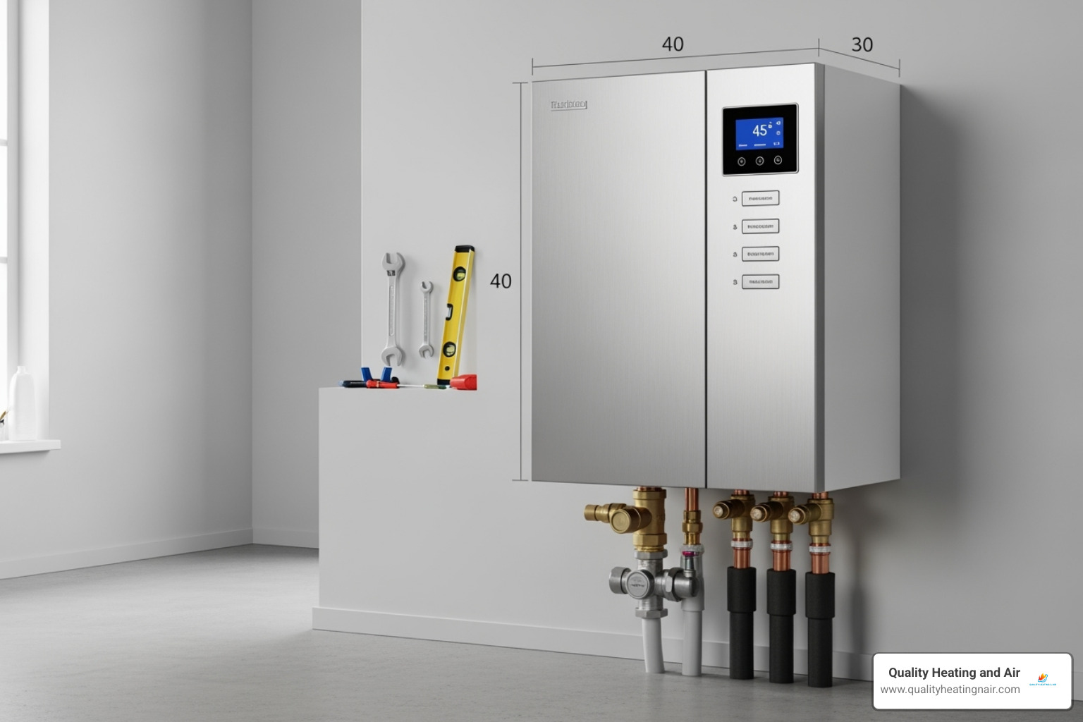 A modern, compact high-efficiency boiler unit - boiler installation near me in edgewater co