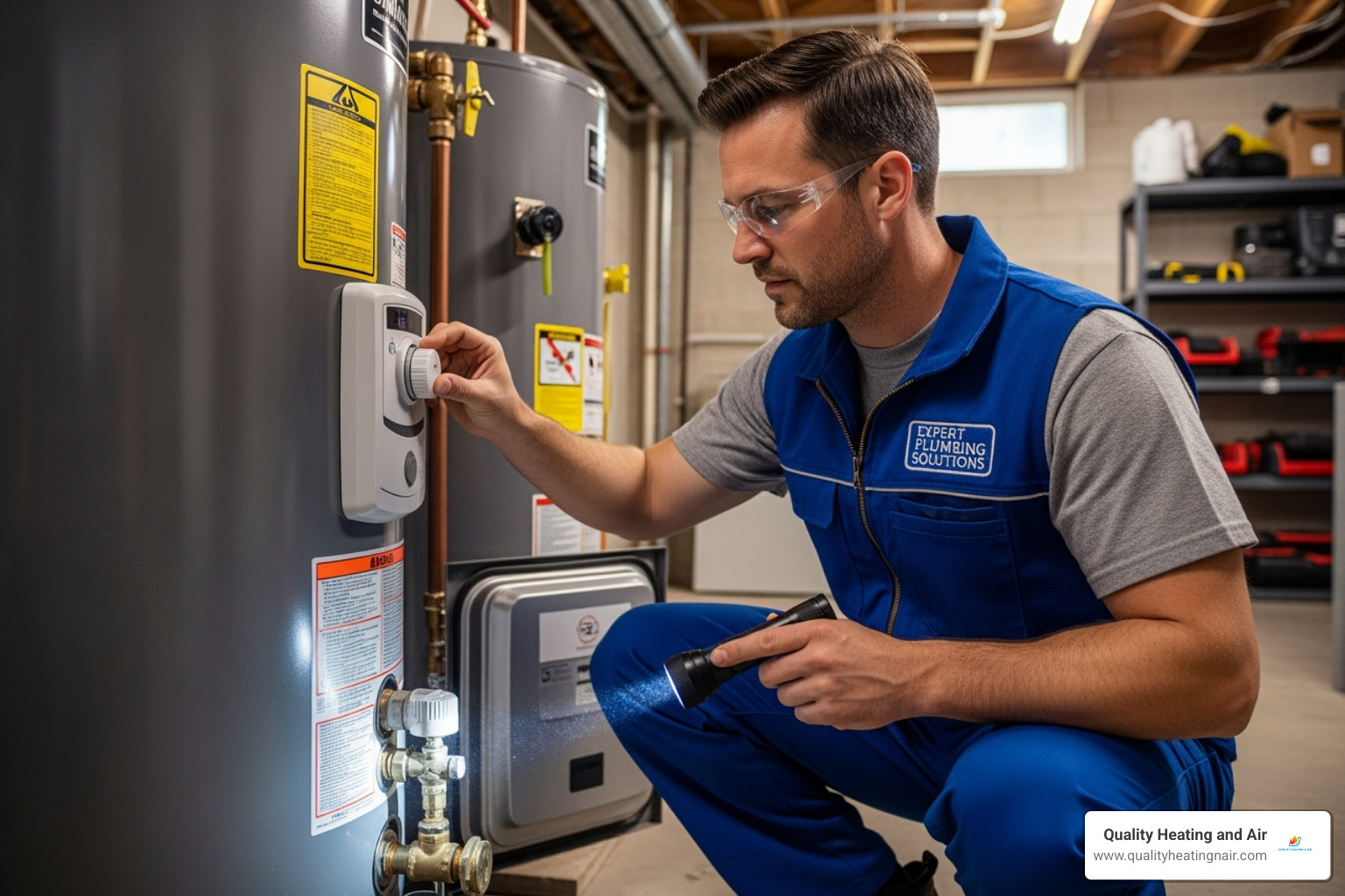 a professional plumber inspecting a water heater - water heater not working in northglenn co