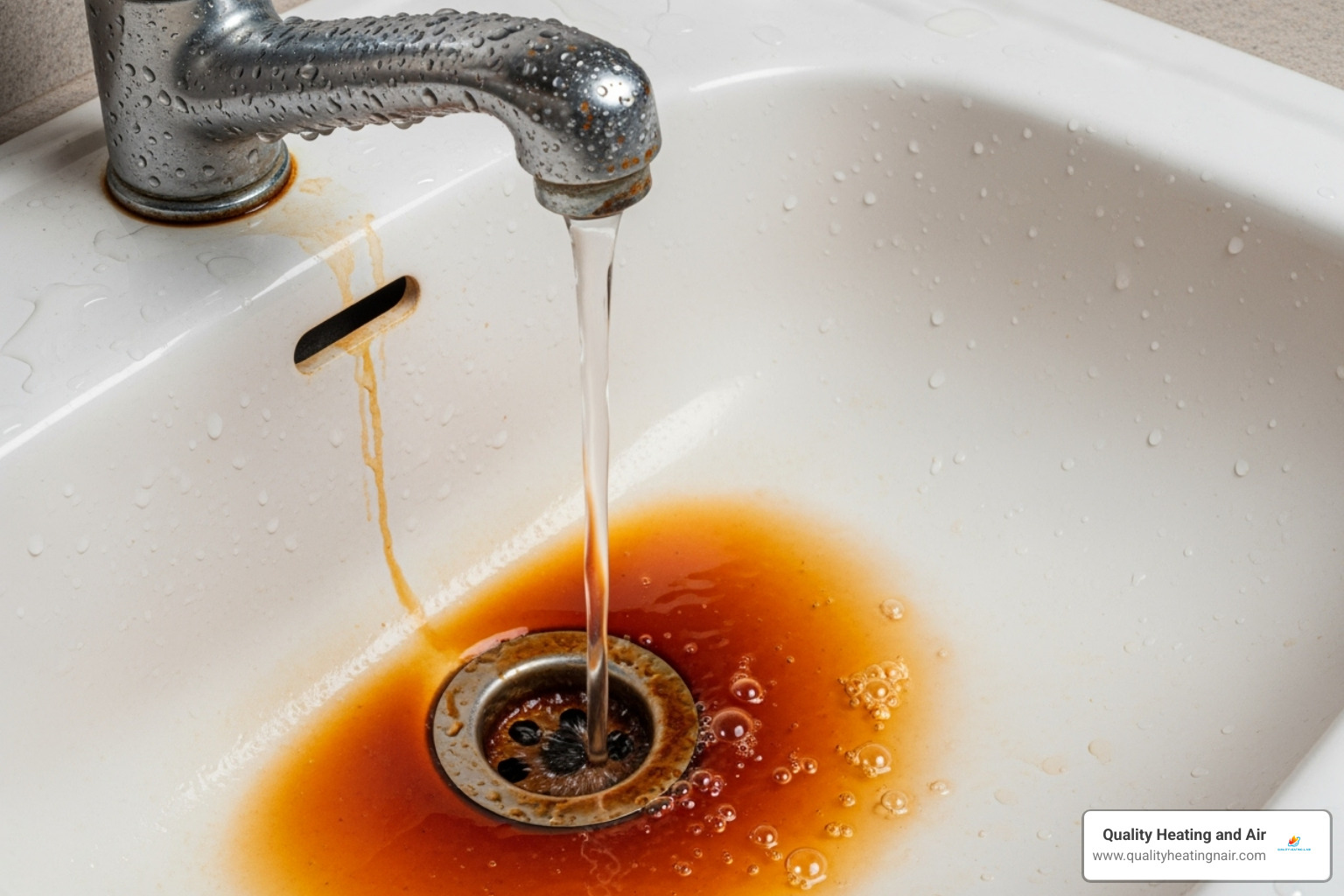 rusty-colored water coming from a faucet - emergency water heater repair in clayton co