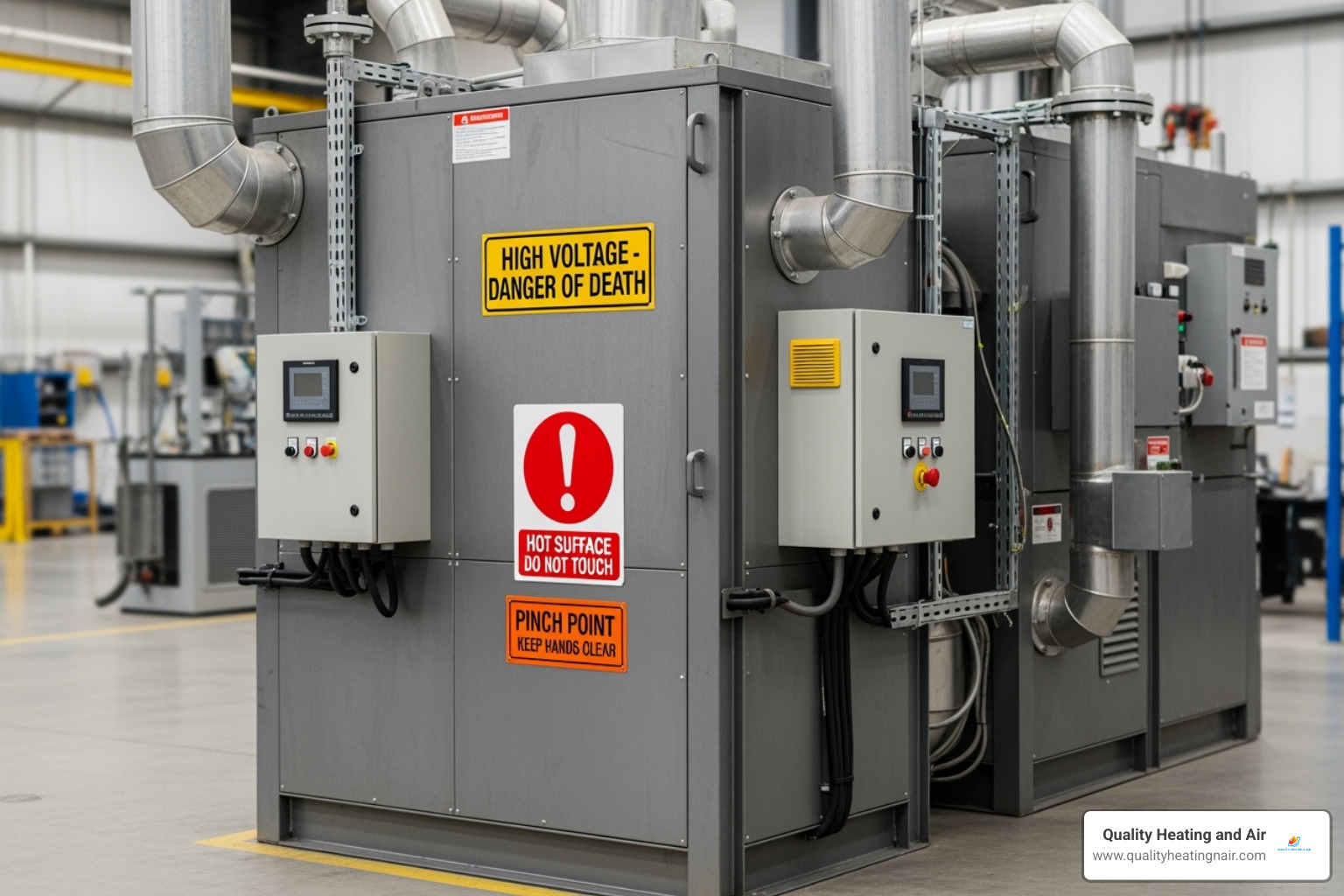 furnace unit with warning signs highlighted - furnace broken in thornton co