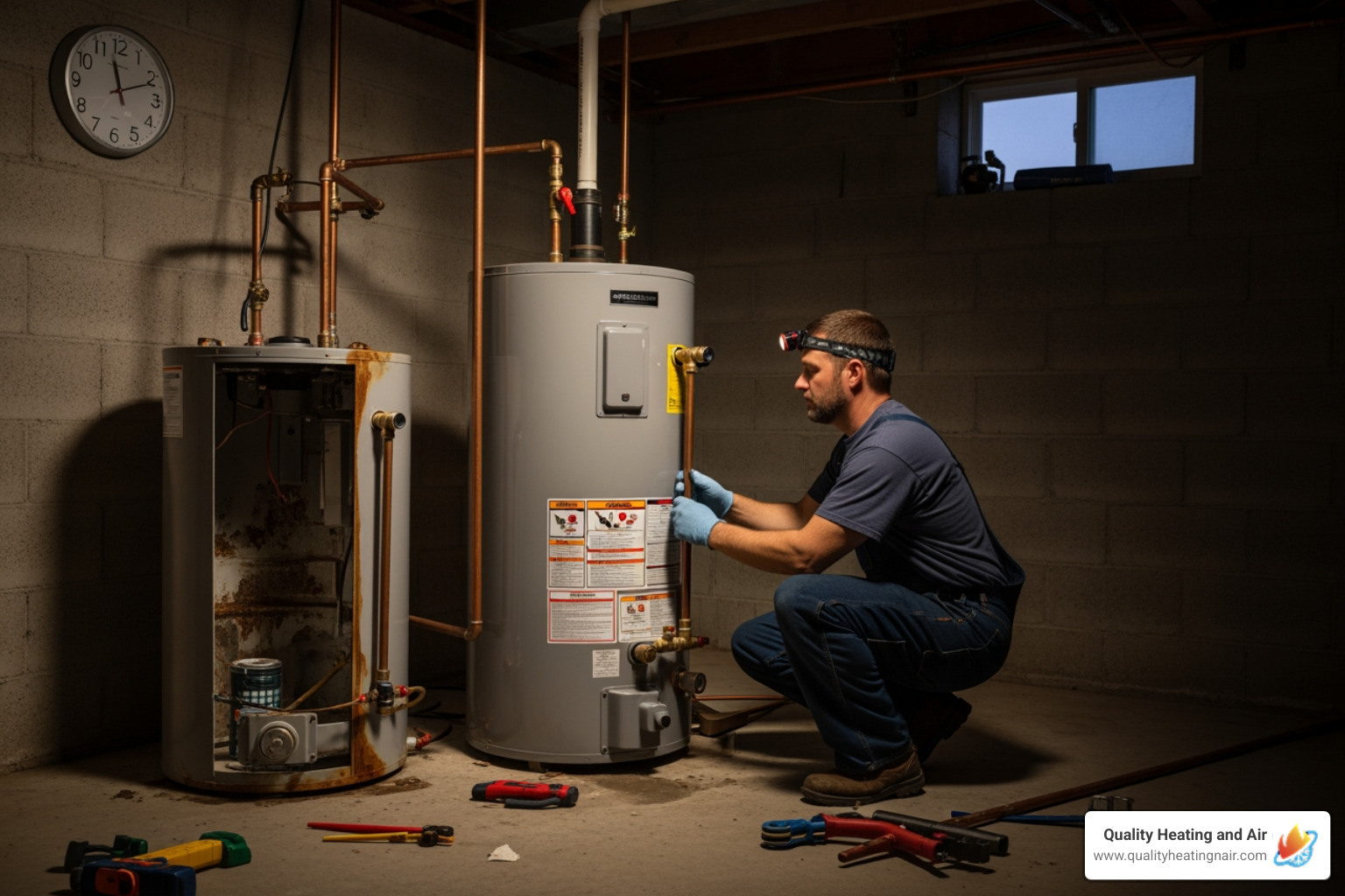 infographic showing emergency water heater failure response steps: 1. Turn off water supply valve, 2. Cut power at breaker or gas at valve, 3. Call 24/7 emergency plumber, 4. Clear area and contain leaks, 5. Wait for professional assessment and replacement - 24 hour water heater replacement in westminster, co infographic showing emergency water heater failure response steps: 1. Turn off water supply valve, 2. Cut power at breaker or gas at valve, 3. Call 24/7 emergency plumber, 4. Clear area and contain leaks, 5. Wait for professional assessment and replacement - 24 hour water heater replacement in westminster, co