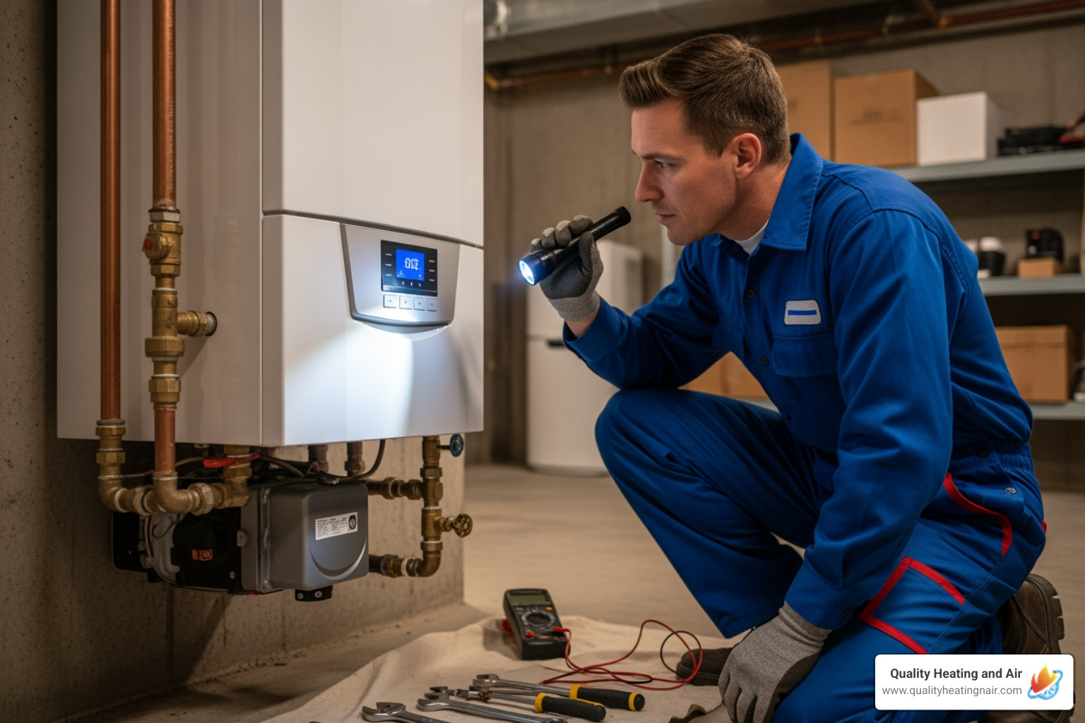 infographic explaining how a residential boiler system works to provide heat and hot water - best boiler repair in thornton, co