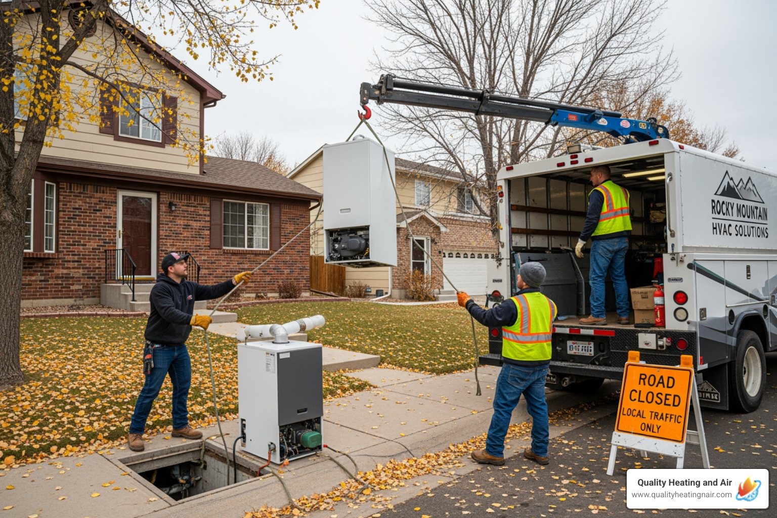 infographic showing five critical warning signs of boiler failure: complete loss of heat or hot water, visible water leaks or pooling around the unit, loud banging or kettling noises, gas or unusual burning odors, and carbon monoxide detector activation - emergency boiler replacement in westminster, co