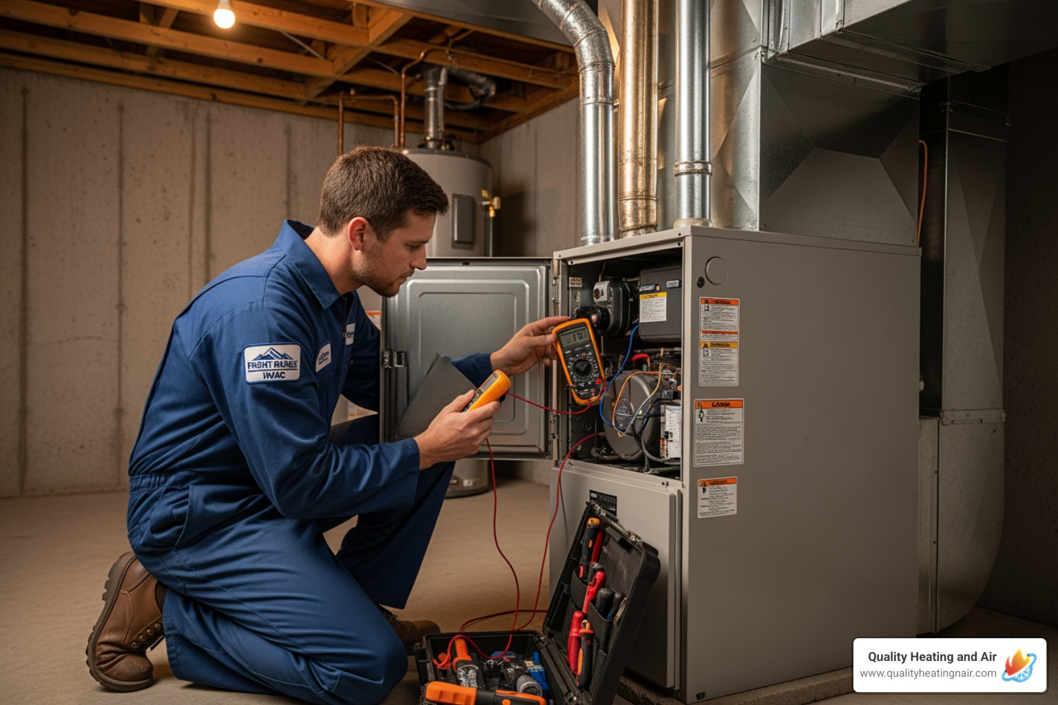 infographic showing annual furnace maintenance benefits including reduced energy bills, extended system lifespan, improved air quality, fewer breakdowns, and safety assurance - furnace tune up service in thornton, co