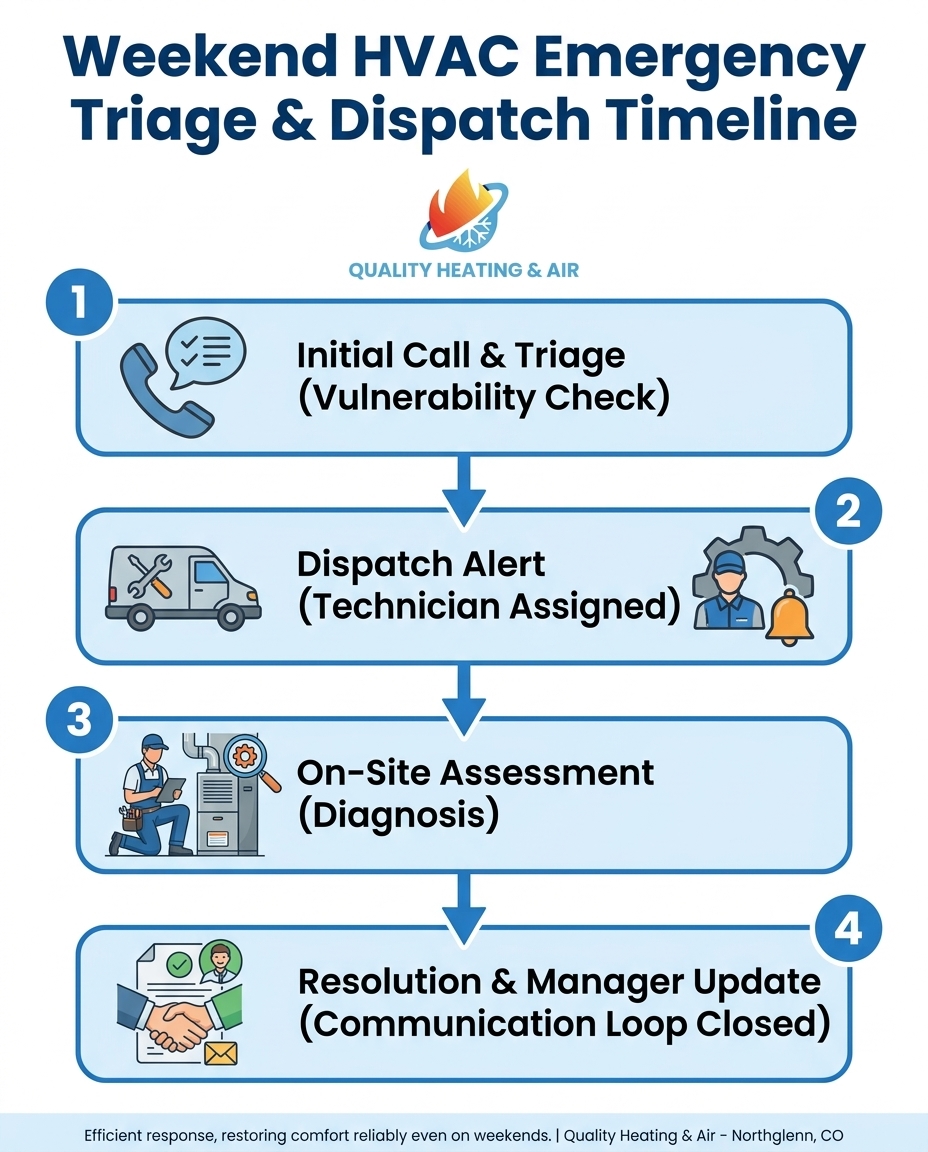 Weekend HVAC Emergency Triage & Dispatch Timeline