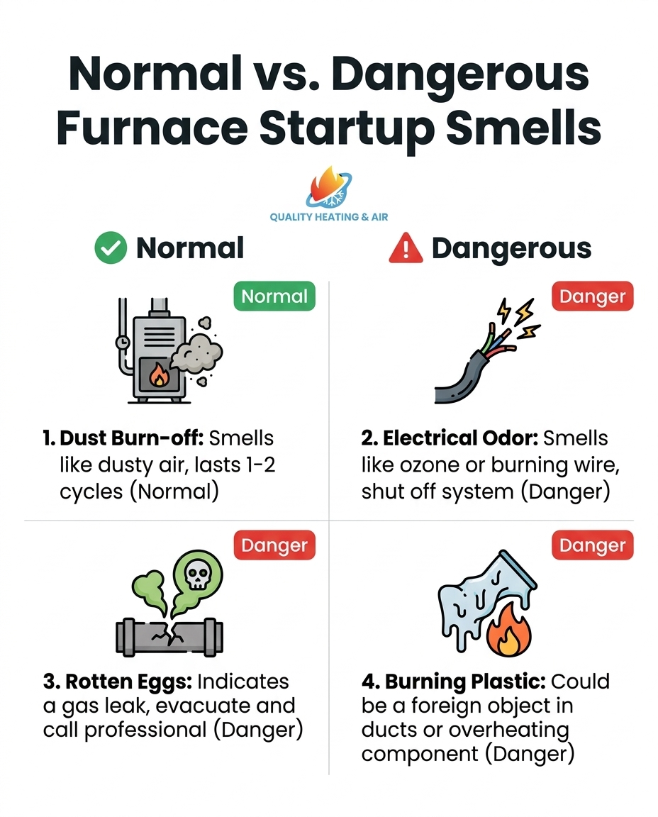 Normal vs. Dangerous Furnace Startup Smells