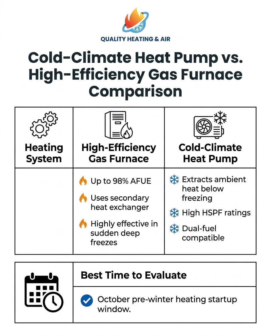 Cold-Climate Heat Pump vs. High-Efficiency Gas Furnace Comparison