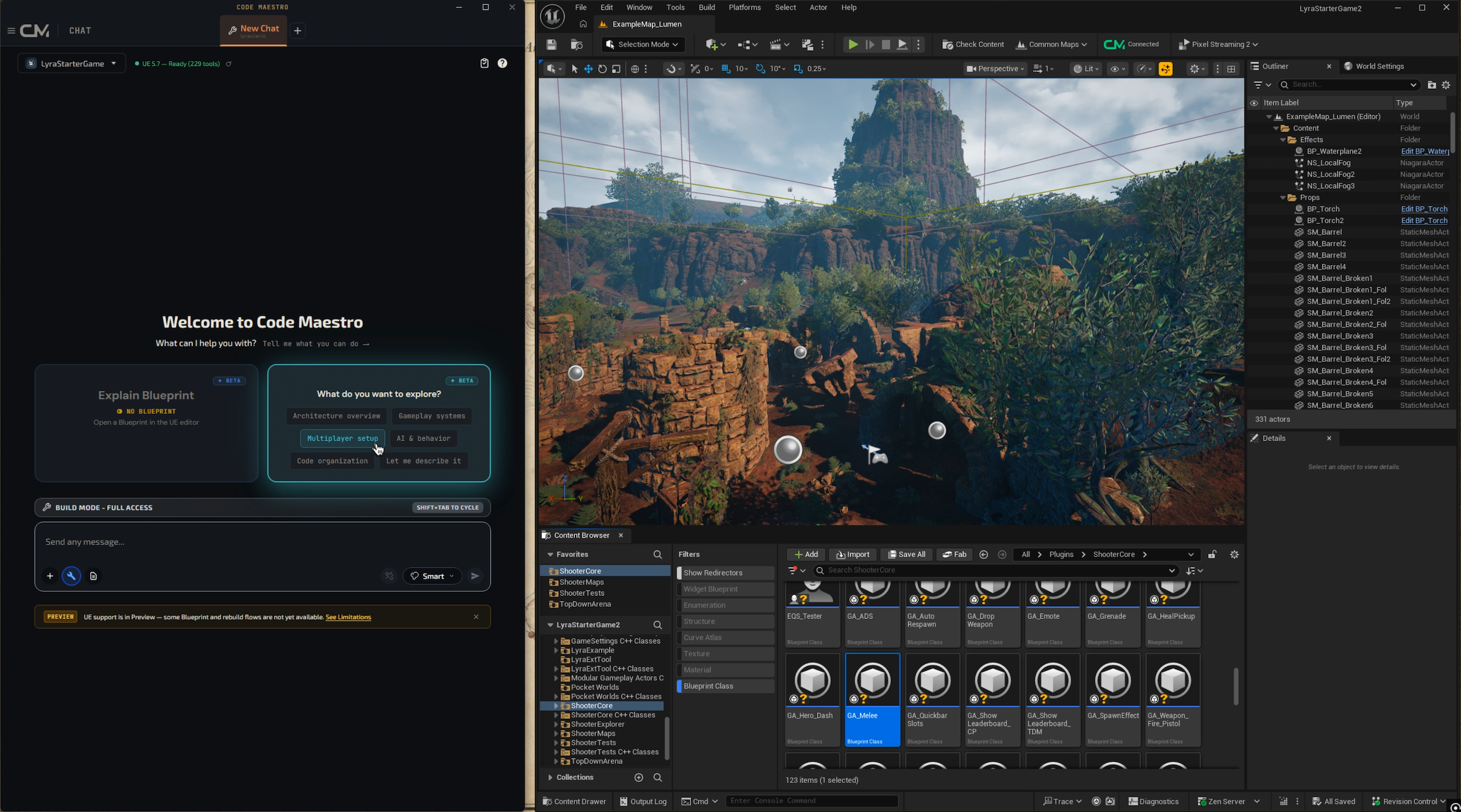 Code Maestro System Explorer report from the Magic Button breaking down an Unreal Engine subsystem in context