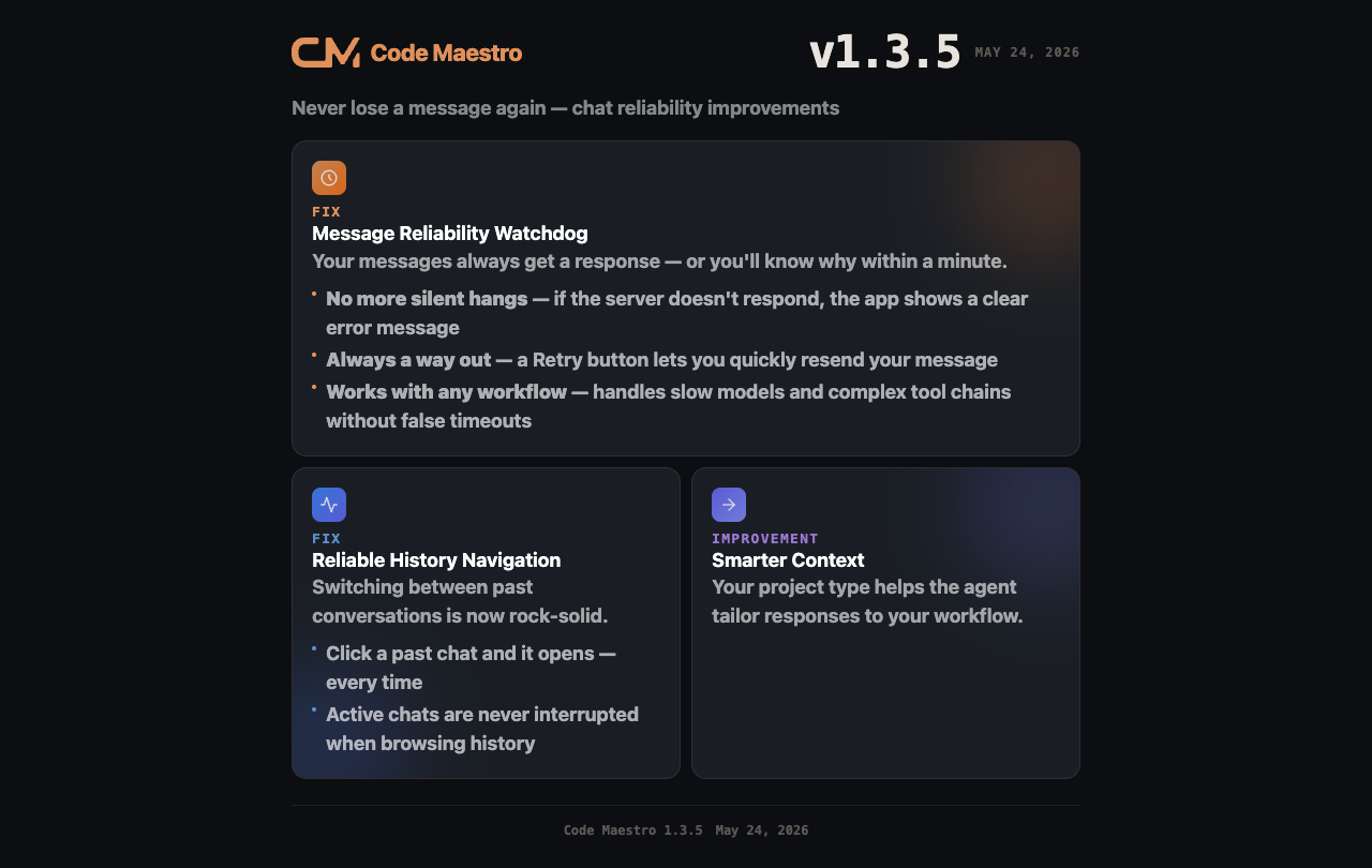 Code Maestro 1.3.5 - Never Lose a Message Again
