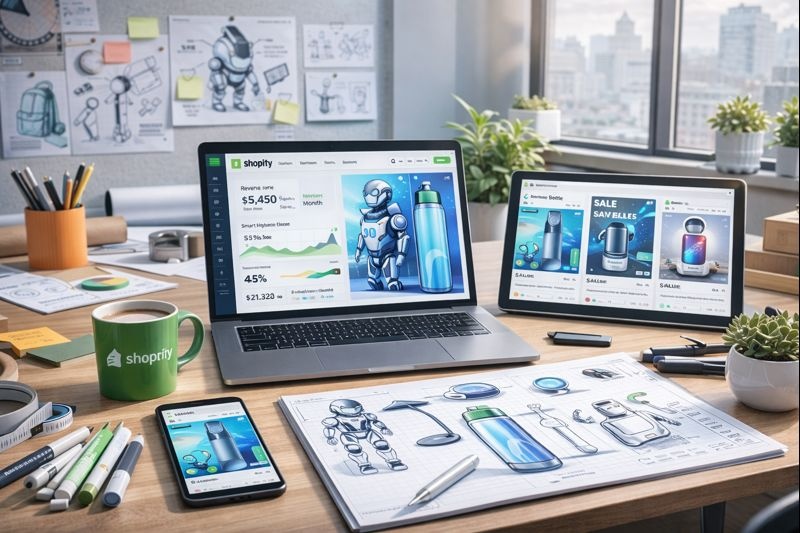 Product research process designed for Amazon, eBay and Shopify using market trends and performance analytics is successful.