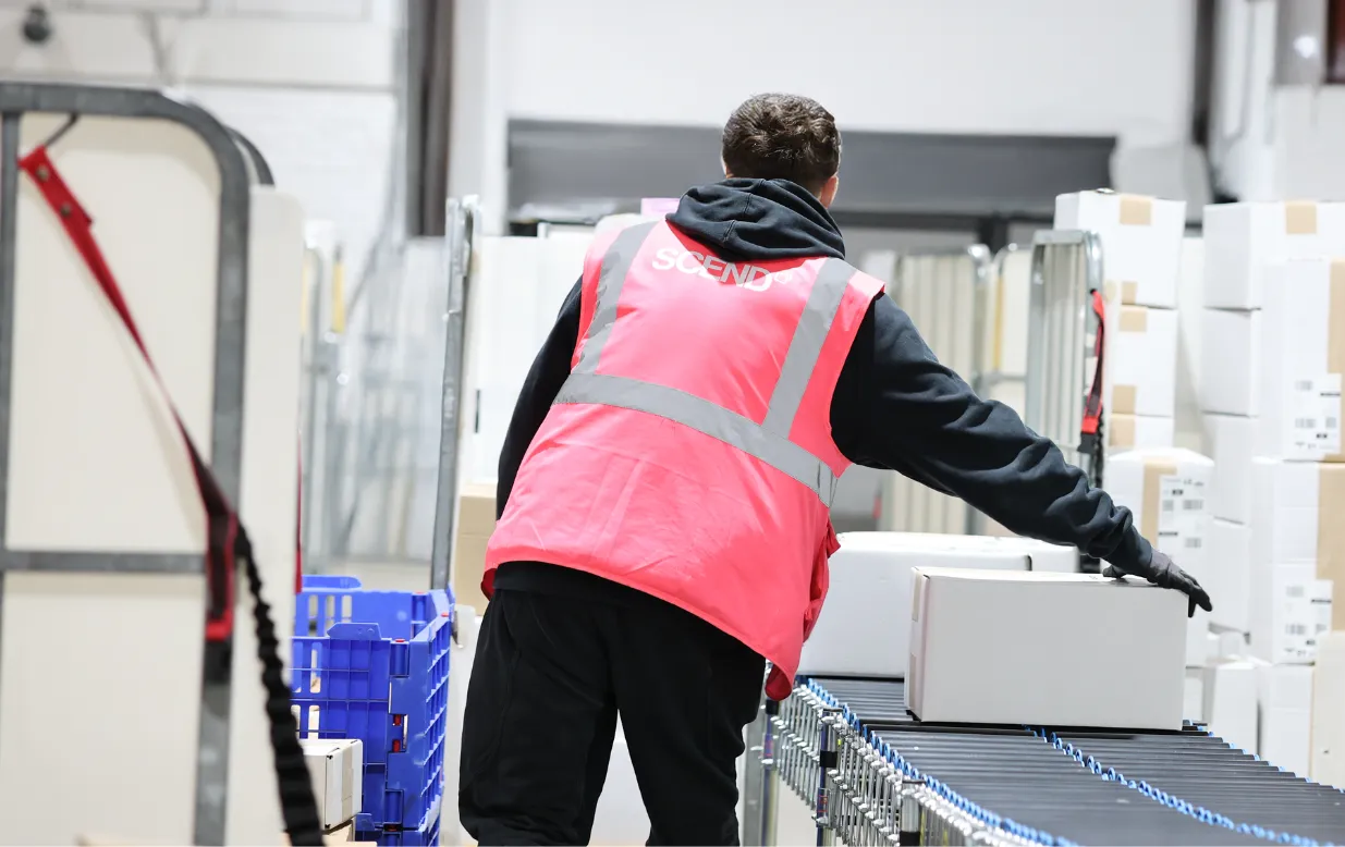 Man dispatching items