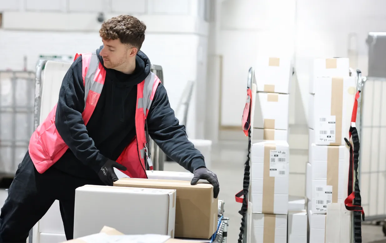 Man dispatching items 