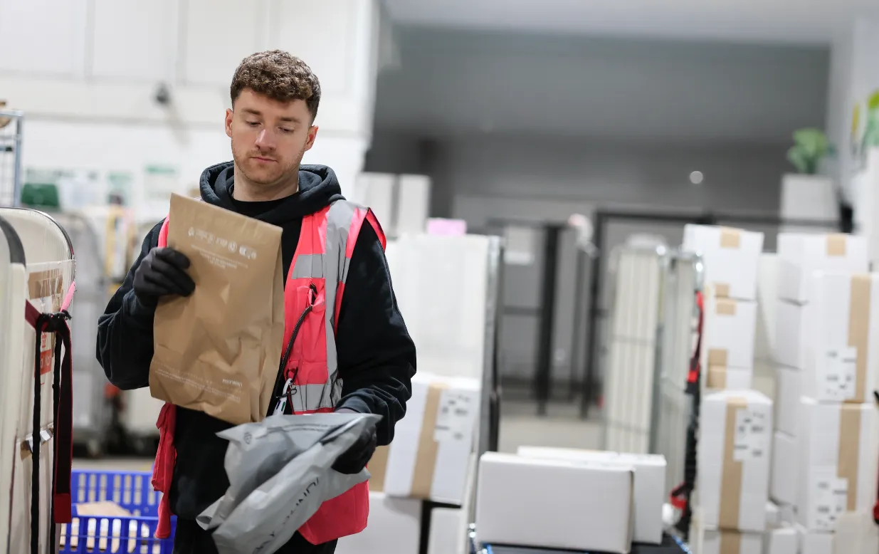 Man dispatching products