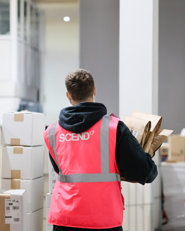 Man dispatching packages