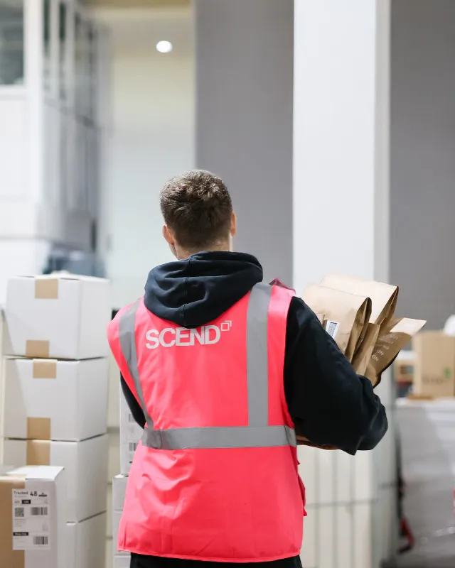 Man dispatching packages