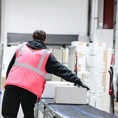 Man dispatching products