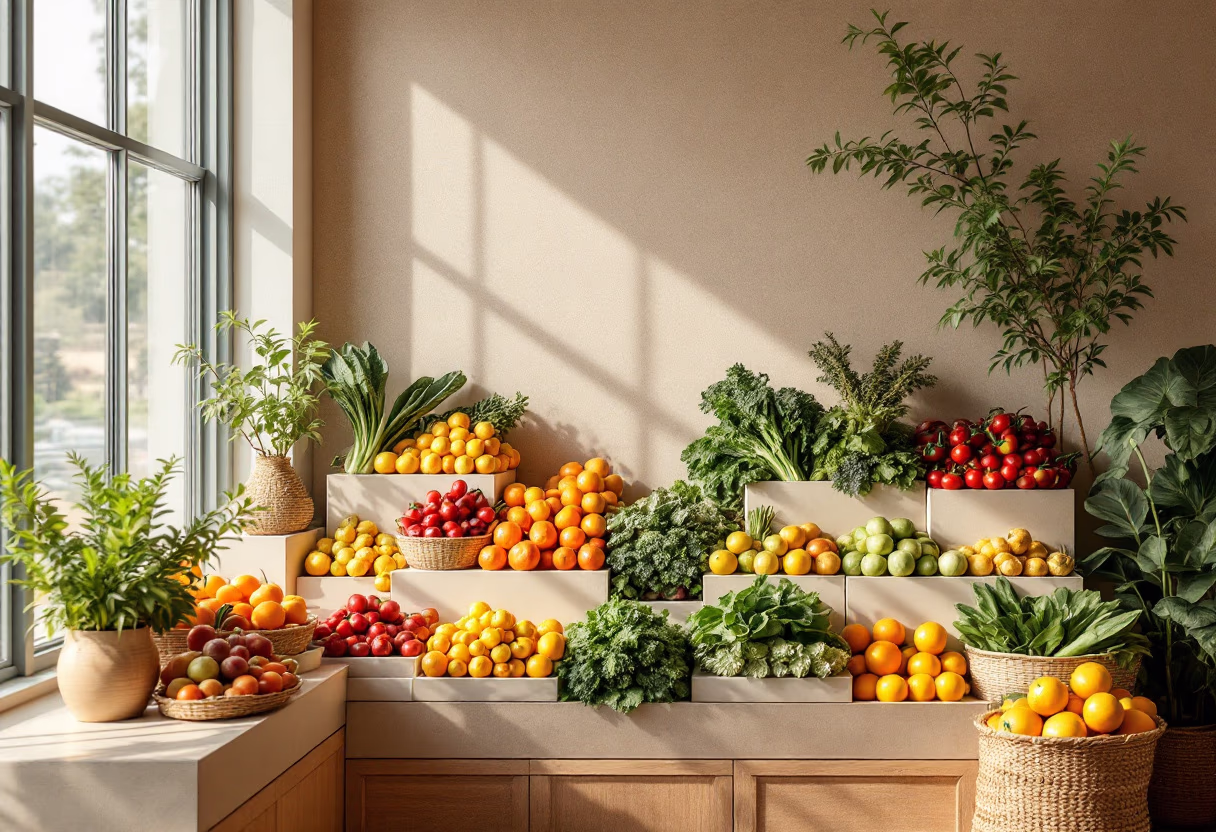 image of fresh produce display for a grocery store