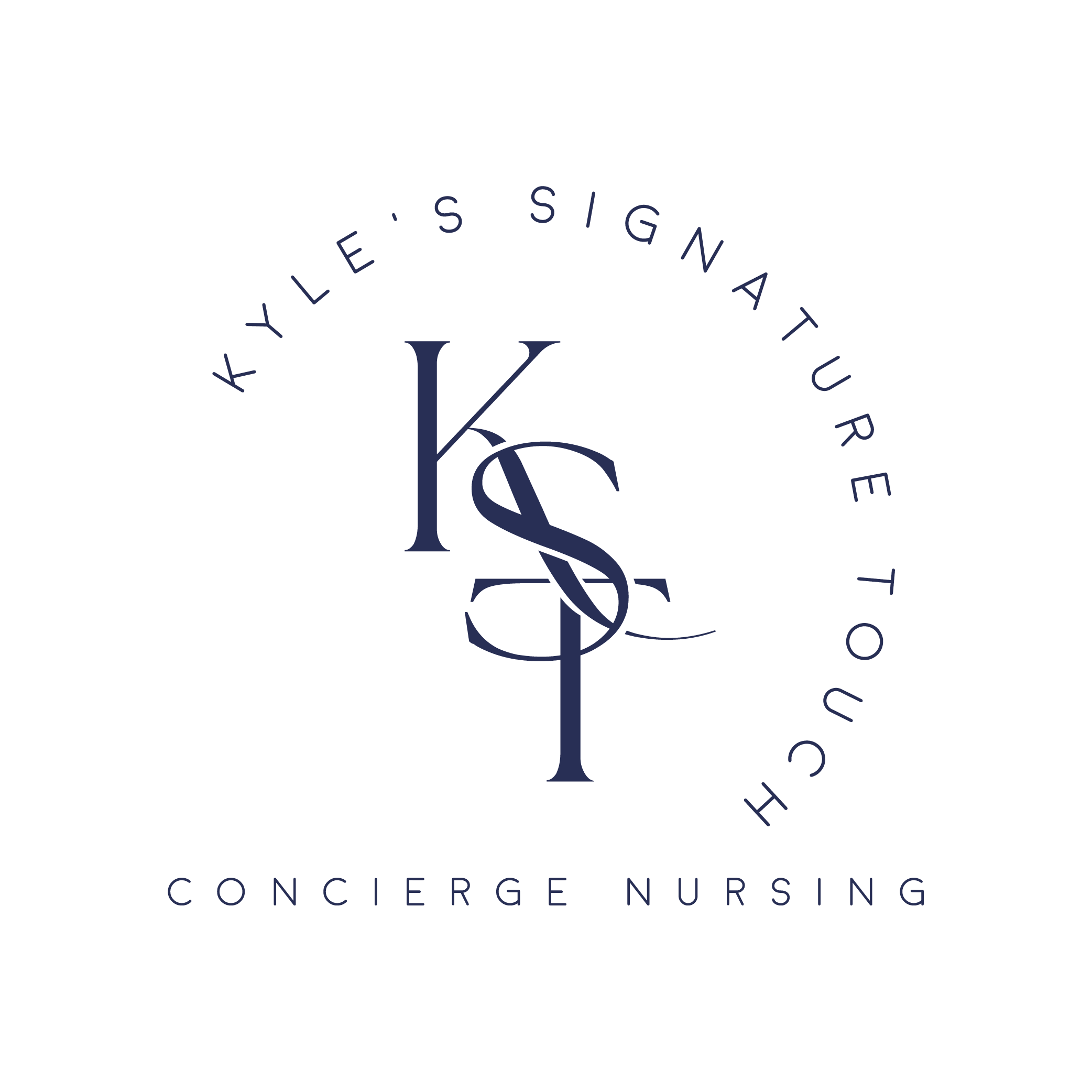 Kyle's Signature Touch Concierge Nursing logo in navy blue.