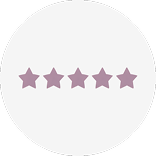 A white circle icon with 5 purple stars inside.