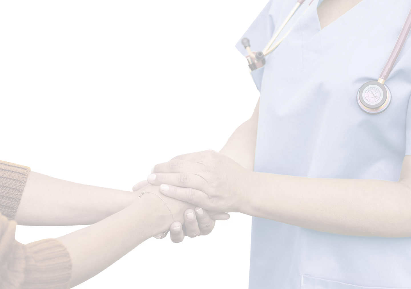 A nurse holding hands with a patient.