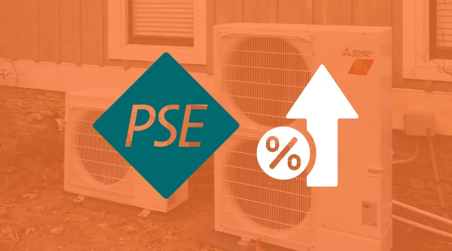PSE energy rate hikes on a background of HVAC units.