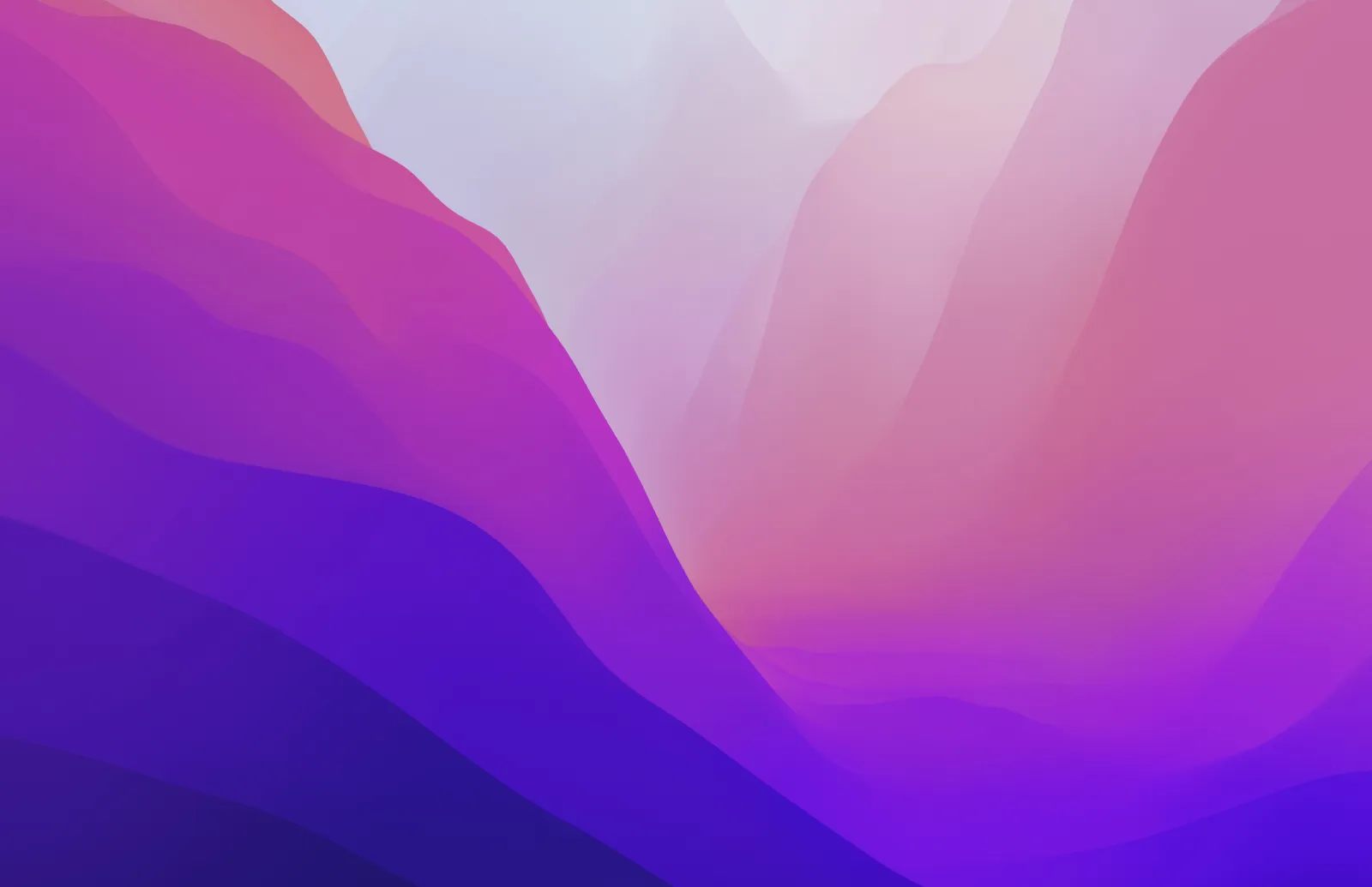 Motif abstrait de couches de couleurs dégradées en violet, rose et bleu représentant un paysage stylisé.