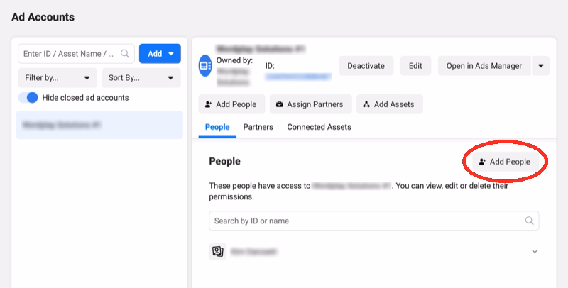 assigning roles to facebook ad accounts screenshot