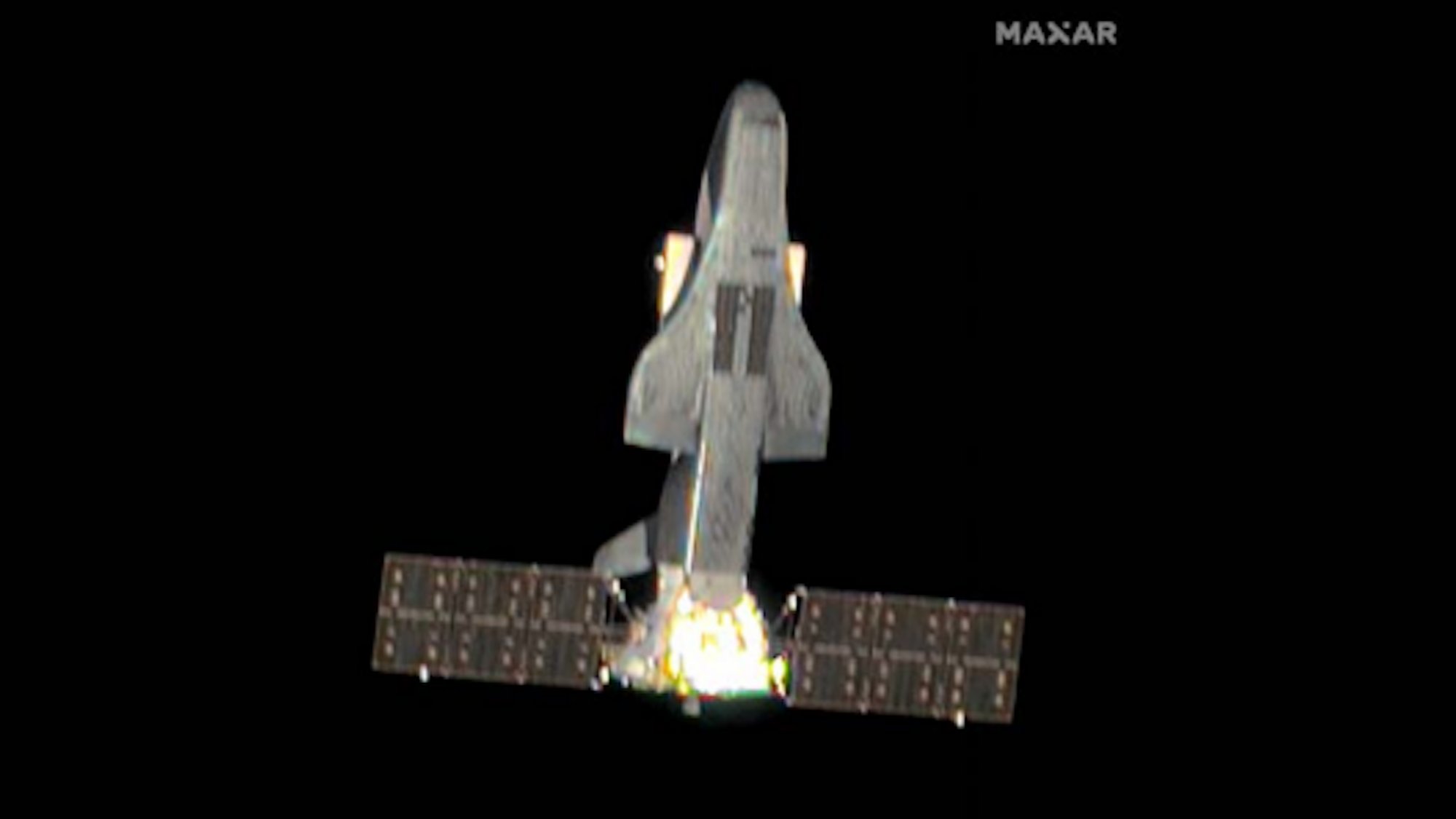 An orbital photo of underside of secret Chinese space plane, Shenlong.