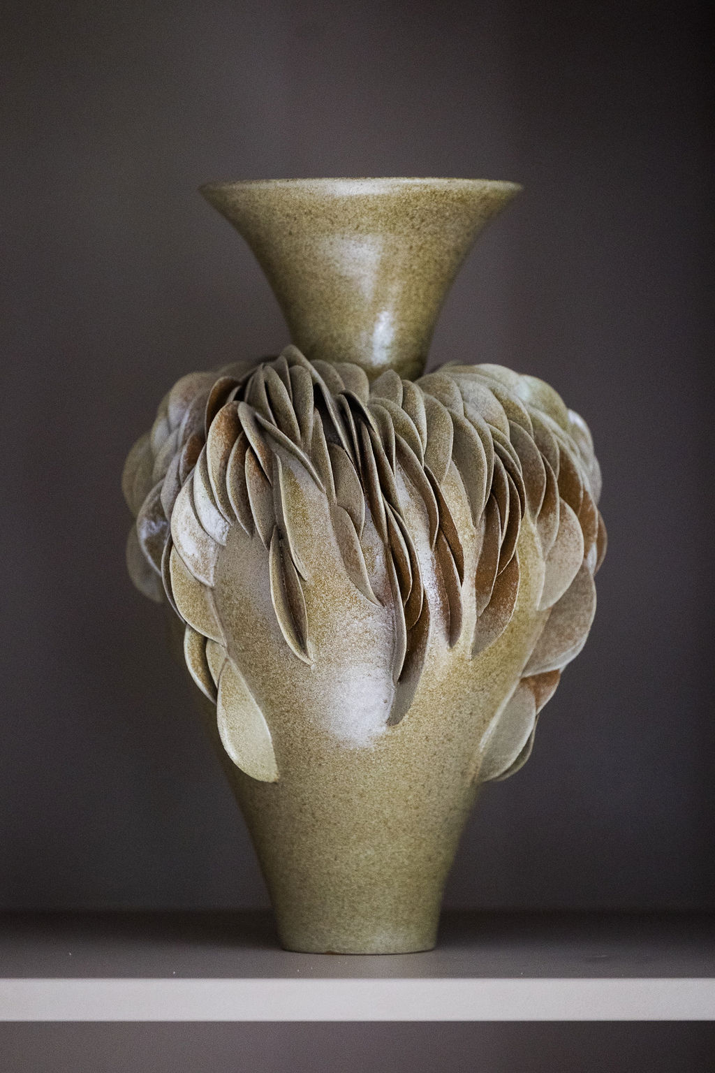 Delicate white ceramic by french artist Lorene Cavagna. One of a kind.