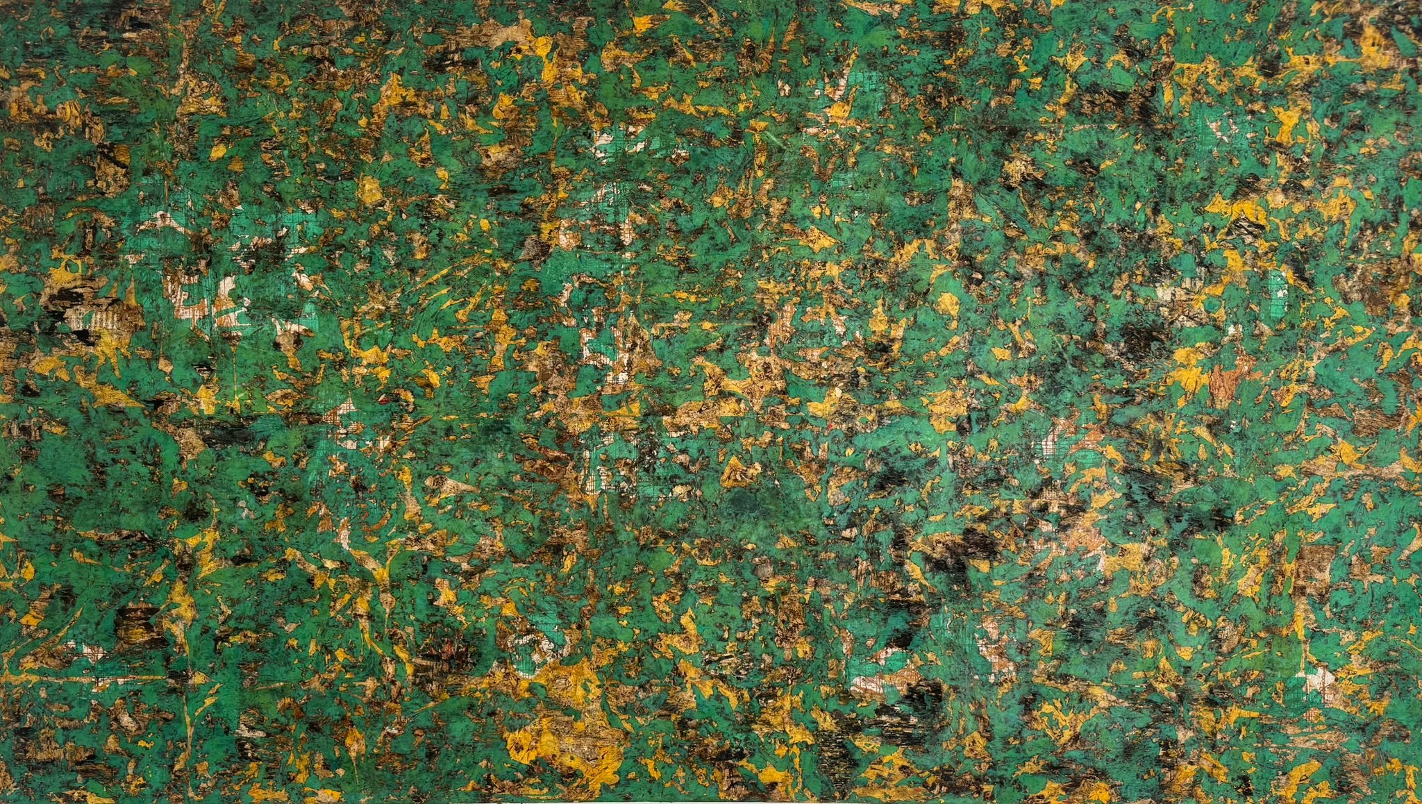 Abstract contemporary artwork made of burnt collage on acrylic on canvas by artist Jean Boghossian. He creates abstract artworks that exude a dynamic sense of movement, evoking a powerful sense of transformation and regeneration.