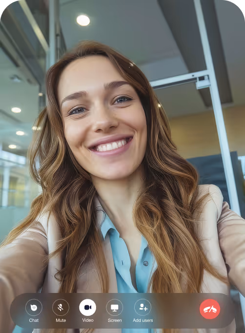 Woman is having video-call with Ringotel