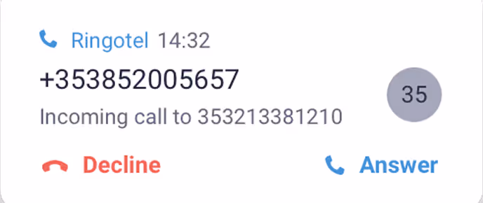 Ringotel incoming call demo