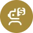 White silhouette of a person with a dollar sign and an upward arrow inside a gold circle.