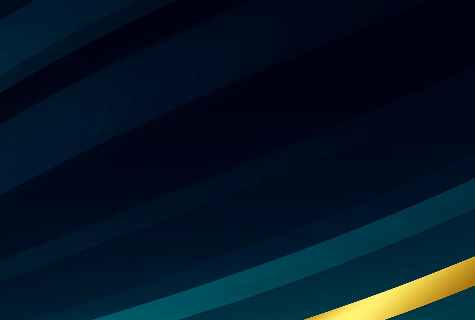 Abstract dark blue and teal background with diagonal lines and a gold ribbon in the lower right corner.