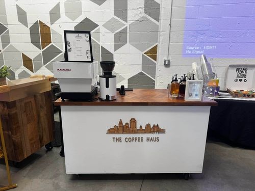 The Coffee Haus coffee cart at corporate event in Cincinnati, OH.