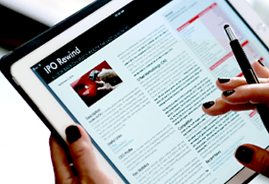 A close up view of an iPad screen displaying IPO Rewind content.