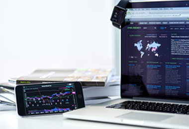 An image of a Laptop, a Apple watch and an iPhone displaying Panaray Stock charts on their screens.