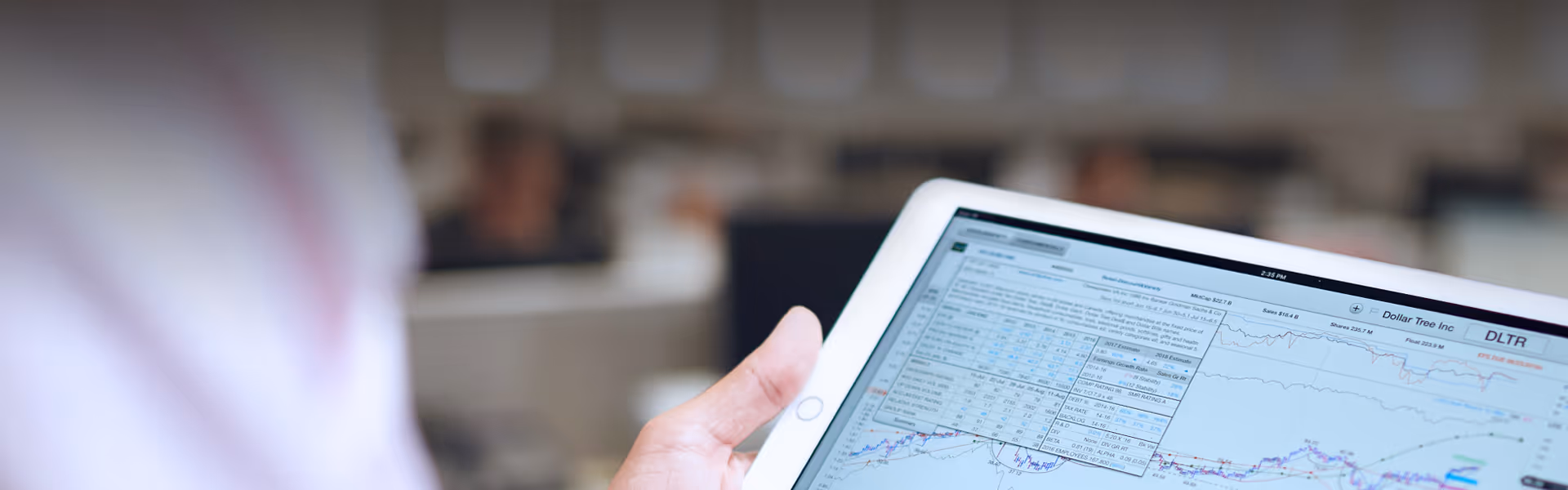 A close up image of someone looking at Panaray on a iPad.