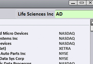An image of Panaray's stock ticker input UI field.