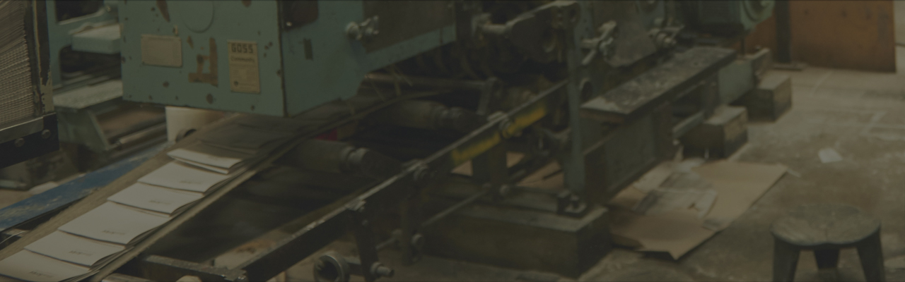 A picture of the William O'Neil Newspaper printing press.