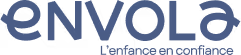 Envola logo with tagline 'L'enfance en confiance' in French.
