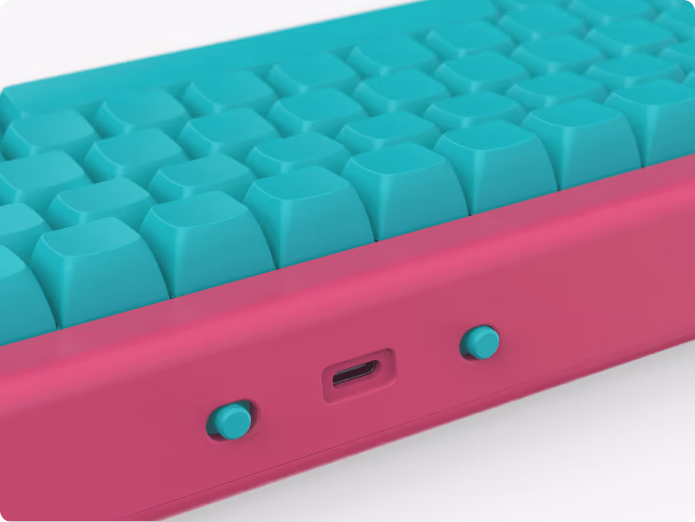 Close-up of a white mechanical keyboard showing keys Esc, F1, 1!, 2@, 3#, 4$, Tab, Caps, Q, W, E, A, S, and Z.